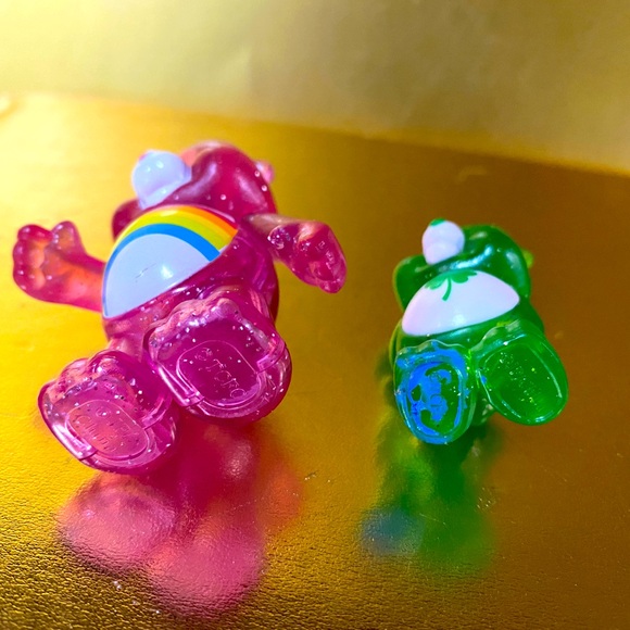 GLITTER CARE BEARS GOOD LUCK BEAR SHAMROCK & CHEER BEAR w/RAINBOW & MOVABLE ARMS - Picture 9 of 9